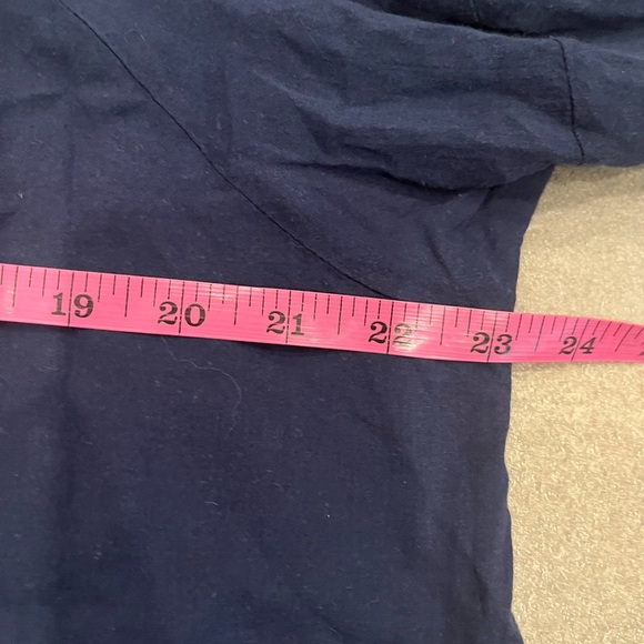 [48/US:L]Grandi Navy Blue Cotton Tunic Blouse with White Floral Embroidery TKY - Picture 5 of 7